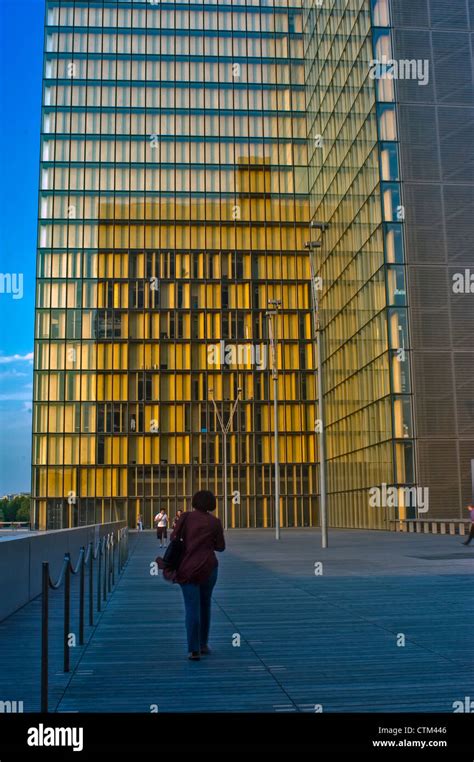 Paris, France - Modern Architecture, Public Library Building Exterior ...