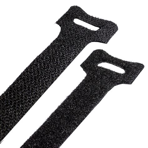 Velcro Straps, Black, 200mm Long x 19mm Wide, 100 Pack - KT Cables