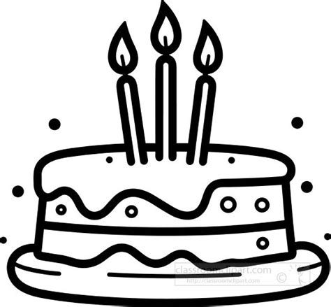 Black White Outline Clipart-birthday cake with candles black outline