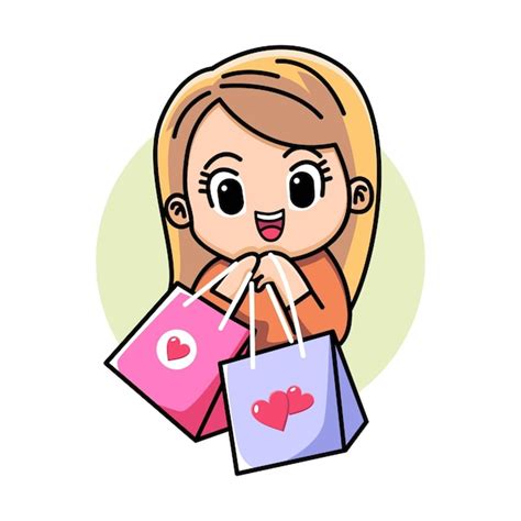 Premium Vector | Cute shopping girl cartoon