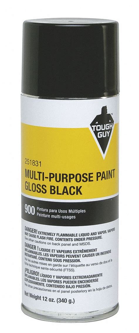 TOUGH GUY Spray Paint in Gloss Black for Masonry, Metal, Wood, 12 oz ...