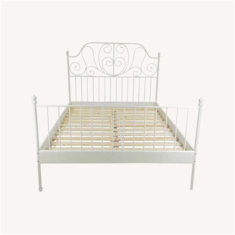 IKEA White Metal Scroll Bed Frame - AptDeco