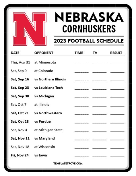 Nebraska Football Schedule 2024 Football - Esme Laurice