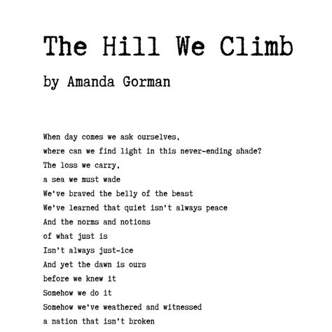 The Hill We Climb Full Poem Printable