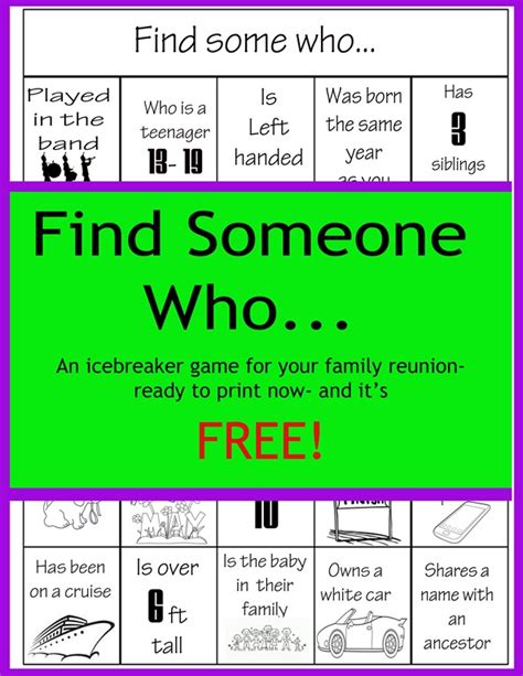 Find Someone Who… Reunion Bingo | Family Reunion Helper