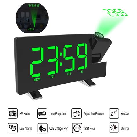 Clock Multifuctional Projection FM Radio Alarm Clock With USB Charging ...