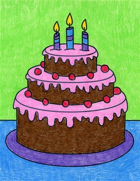 How to Draw a Birthday Cake: Easy, Step-by-Step Art Lesson for Kids ...