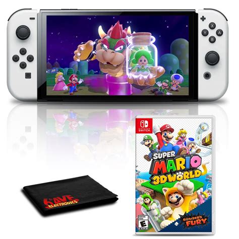 Nintendo Switch OLED White with Super Mario 3D World Plus Bowser's Fury ...