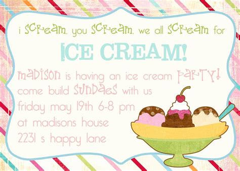 Ice Cream Social Invitation Free Template