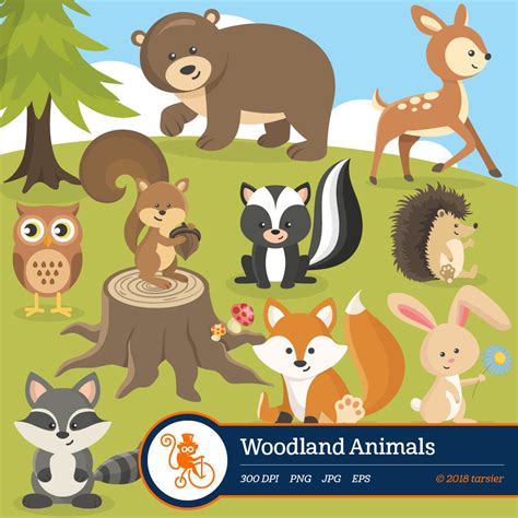 Woodland nursery Animals svg clipart Forest animals clip art Autumn ...