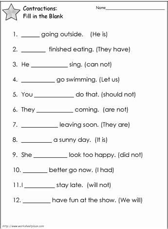 50 Contractions Worksheet 3rd Grade