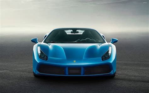 Blue Ferrari 488 Spider front view wallpaper - Car wallpapers - #51124