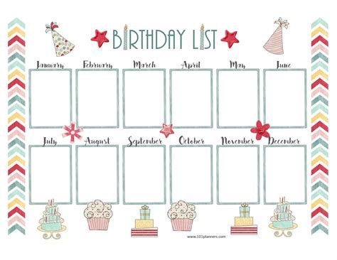 Birthday Chart Template