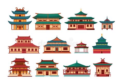 Traditional Chinese House Building Cartoon Stock Vector - Illustration ...