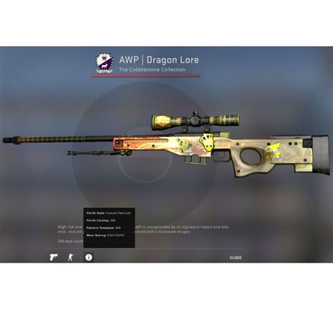 Factory New AWP | Dragon Lore w/ Crown (foil) and other gold stickers ...