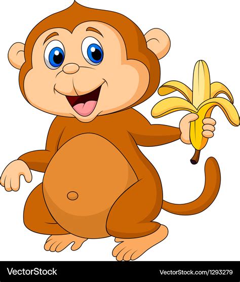 Cute monkey cartoon eating banana Royalty Free Vector Image