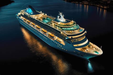 Premium AI Image | High angle view of a cruise ship illuminated by the ...