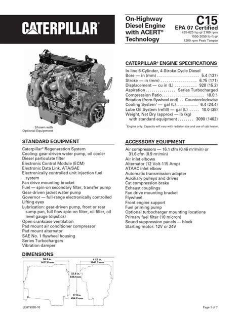 Caterpillar C15 Engine Specs | Horsepower | Diesel Engine