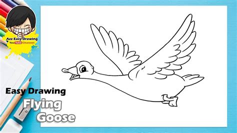 Easy Drawing Flying Goose - YouTube