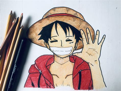 Monkey D. Luffy! Color pencil sketch by me! : r/OnePiece