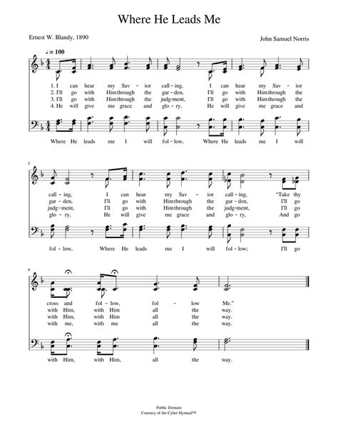 Where he leads me - John S. Norris Sheet music | Download free in PDF ...