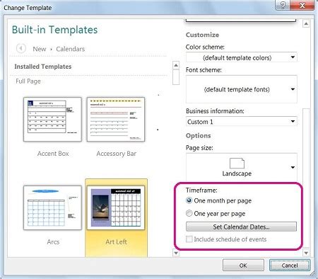 Change the dates on a calendar in Publisher - Publisher