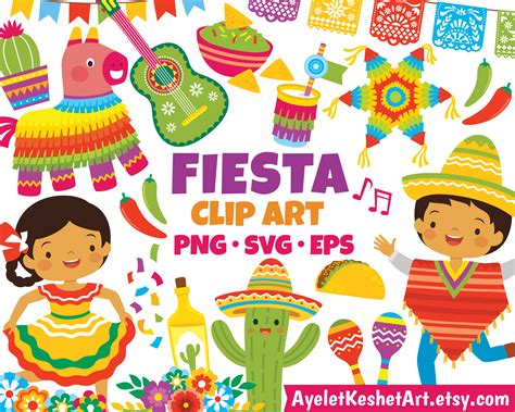 Fiesta Clipart Set Cute Graphics of Mexican Party and Cinco De Mayo ...