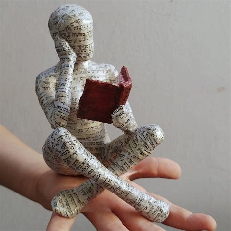 Reading woman papier mache sculpture collectible item ooak