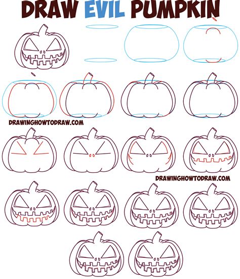 Huge Guide to Drawing Cartoon Pumpkin Faces / Jack O’Lantern Faces ...