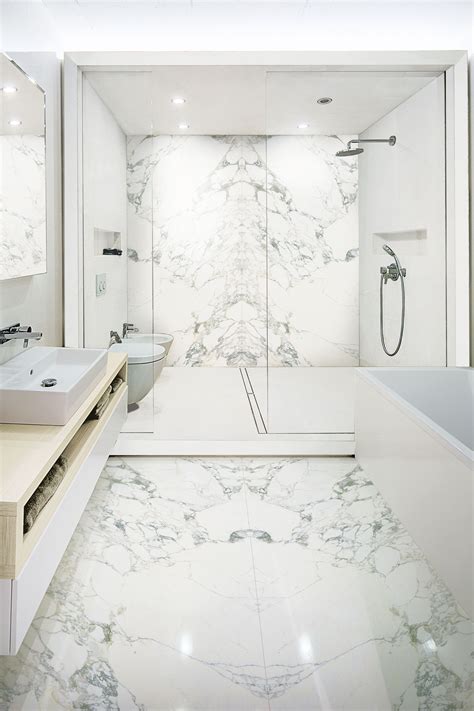 The contemporary bathroom with Stonepeak’s porcelain floor and wall ...