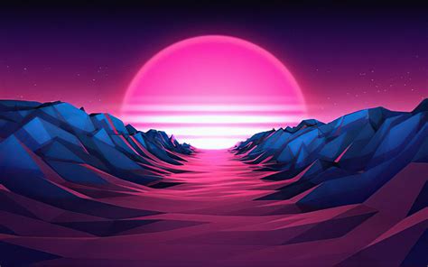 1920x1200 Resolution Purple Sunrise 4K Vaporwave 1200P Wallpaper ...