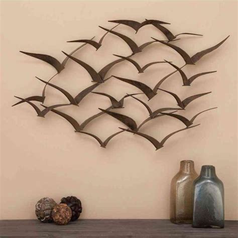 Litton Lane 47 in. x 26 in. Brown Iron Flying Birds Wall Decor Modern ...