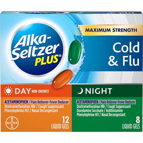 Alka-Seltzer Plus Maximum Strength Cold & Flu Medicine, Day + Night ...