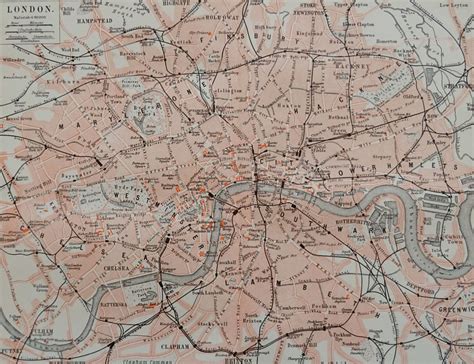 LONDON.Antique print.1890.City map of London.131 year old | Etsy