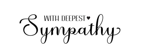 with deepest sympathy. Vector black ink lettering isolated on white ...