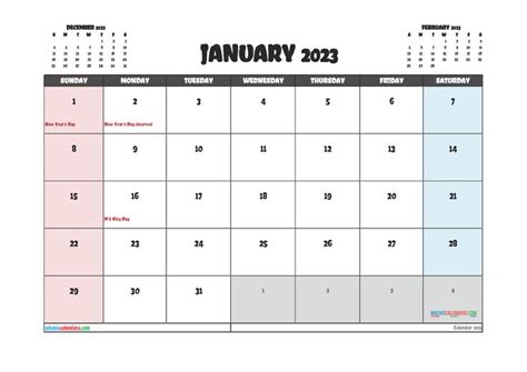 Free Printable 2023 Calendar January (PDF and Image) | Calendar ...