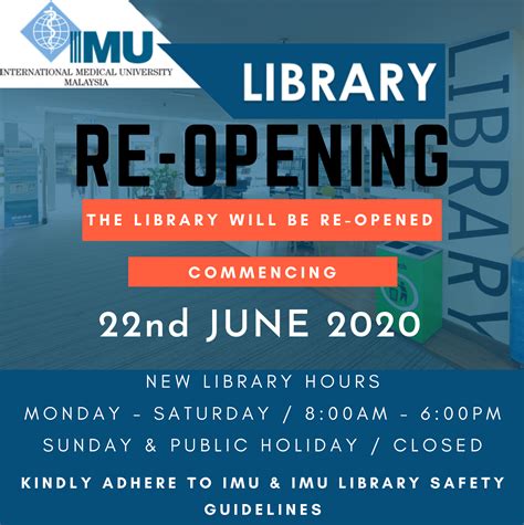 IMU Library Blog: New Library Opening Hours