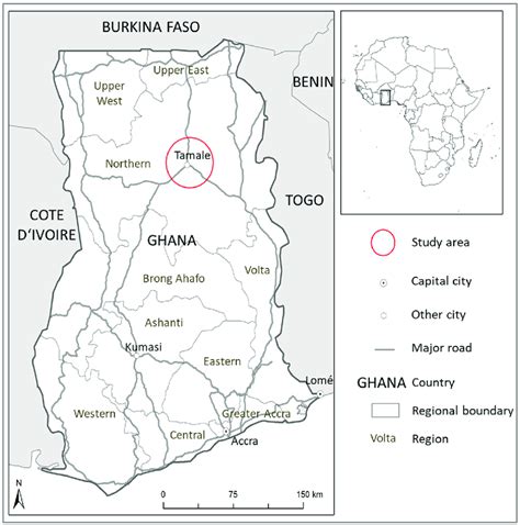 Location map of Tamale in the Northern Region of Ghana. | Download ...