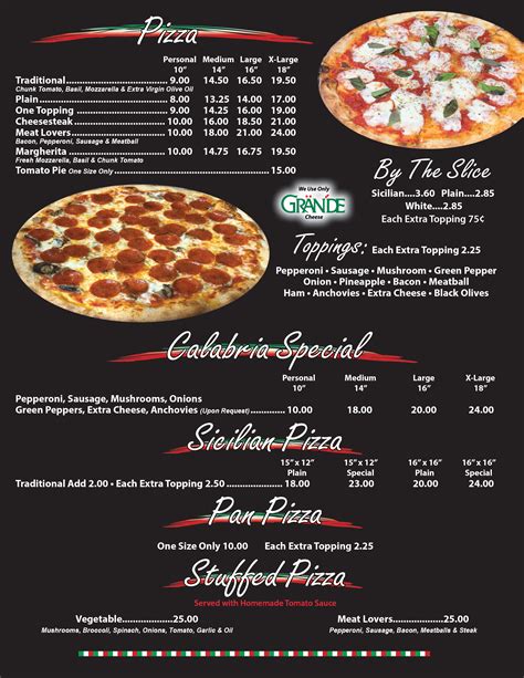 Menu - mycalabriapizza.com