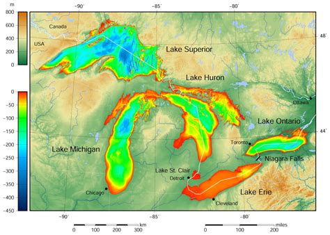 Great Lakes Depth Map - Vivid Maps