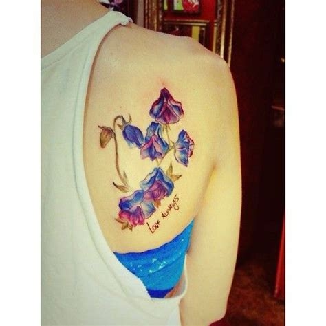 Bluebells flower watercolor tattoo on back of shoulder | Search Unique ...