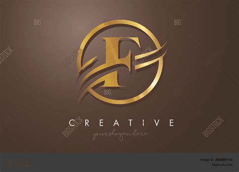 F Golden Letter Logo Vector & Photo (Free Trial) | Bigstock