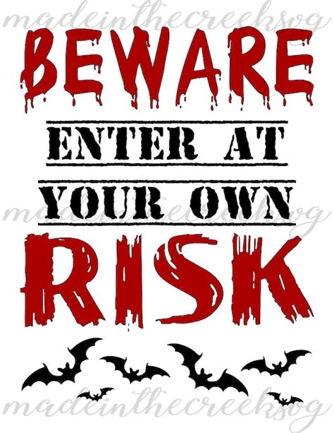 Items similar to Halloween, Beware Enter At Own Risk, Bats, October ...