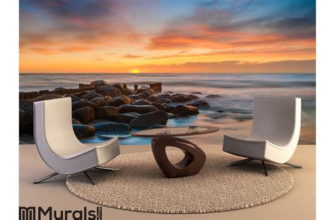 Ocean beach sunset Wall Mural