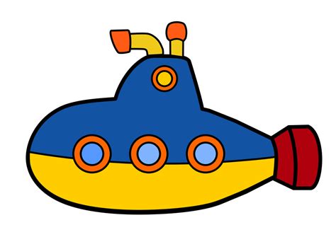 A cartoon submarine with a yellow and blue body Clip Art Image - ClipSafari