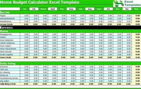 Monthly Budget Planning Spreadsheet Excel Template