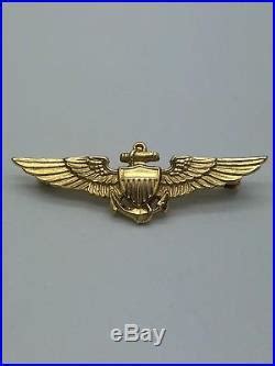 Rare 10k Yellow Gold H&H Naval Aviator Pilot Wings Pin USN Vintage ...