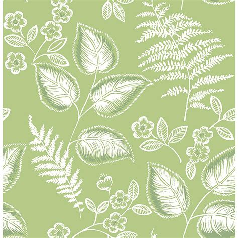 A-Street Trianon Green Botanical Green Wallpaper Sample-2702-22704SAM ...