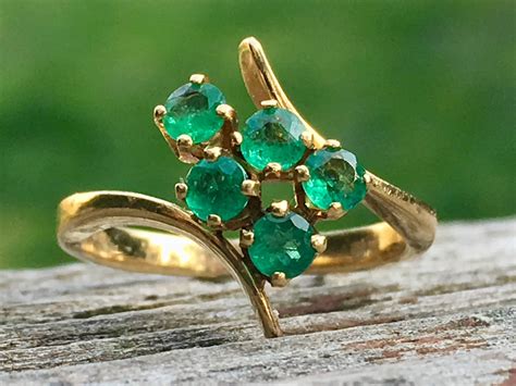 Vintage Emerald Ring 18k Emerald Engagement Ring Vintage Columbian ...