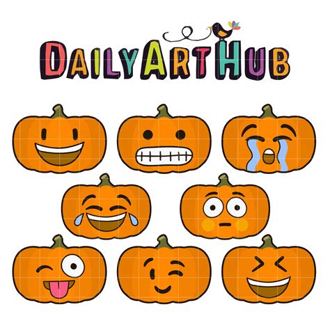 Pumpkin Emojis Clip Art Set – Daily Art Hub // Graphics, Alphabets & SVG